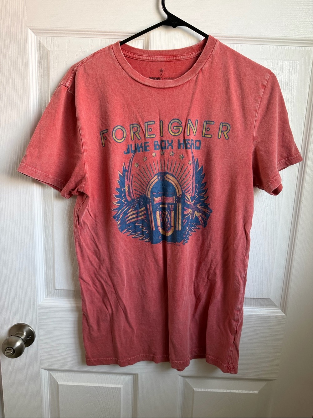 Wrangler Coral Red 'Foreigner Juke Box Hero' Graphic Tee